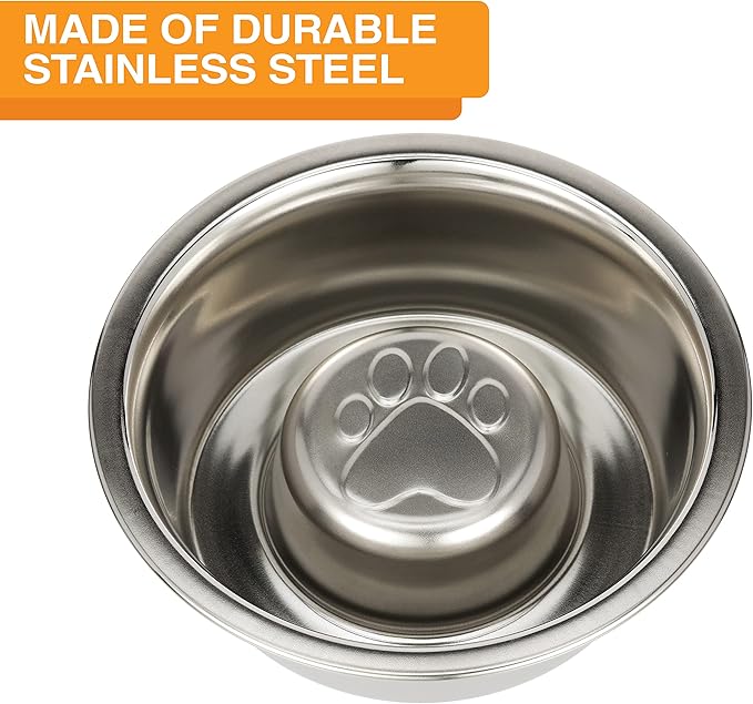 Neater Pet Brands Stainless Steel Slow Feed Dog Bowl for Fast Eating Medium Breed, Metal Slow Feeder Dog Bowl Fits in Medium Neater Feeder Deluxe, for Puppy or Dogs (19-40 lbs), 1 Cup Food Capacity