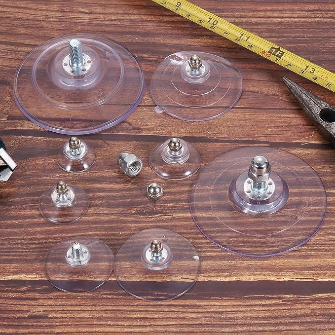 uxcell 10 Packs Suction Cups for Glass 50mm/2" Dia Clear PVC Window Glass Suction Sucker Pads with M4 x 10mm Screw for Window Bathroom Door Glass Wall Car Sun Shade