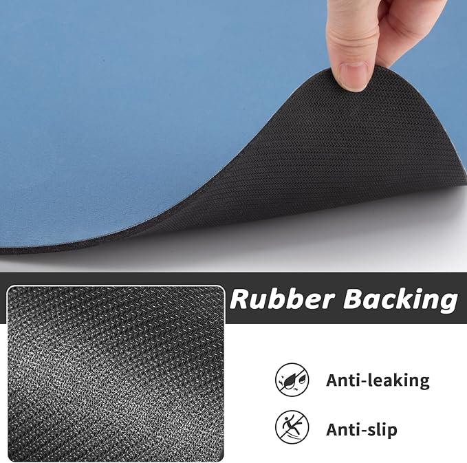 Dog Food Mat - Absorbent Cat Mat for Food and Water, No Stains Pet Feeding Bowl Mat, Easy to Clean Pet Placemats, Quick Dry Dog Water Dispenser Mat for Messy Drinkers | Blue 24"x36"