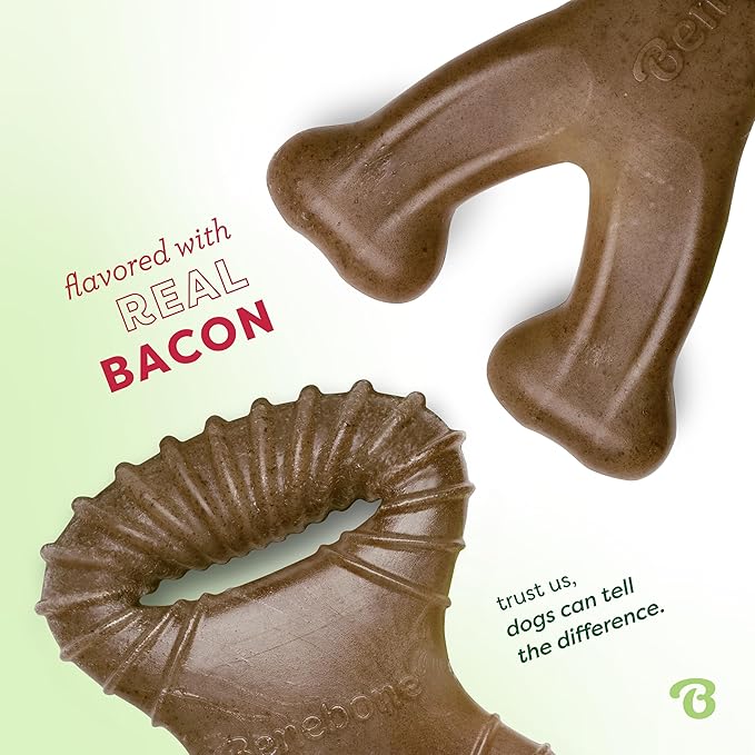 Benebone Tiny 2-Pack Dog Chew Toys, Made in USA, Real Bacon Flavor