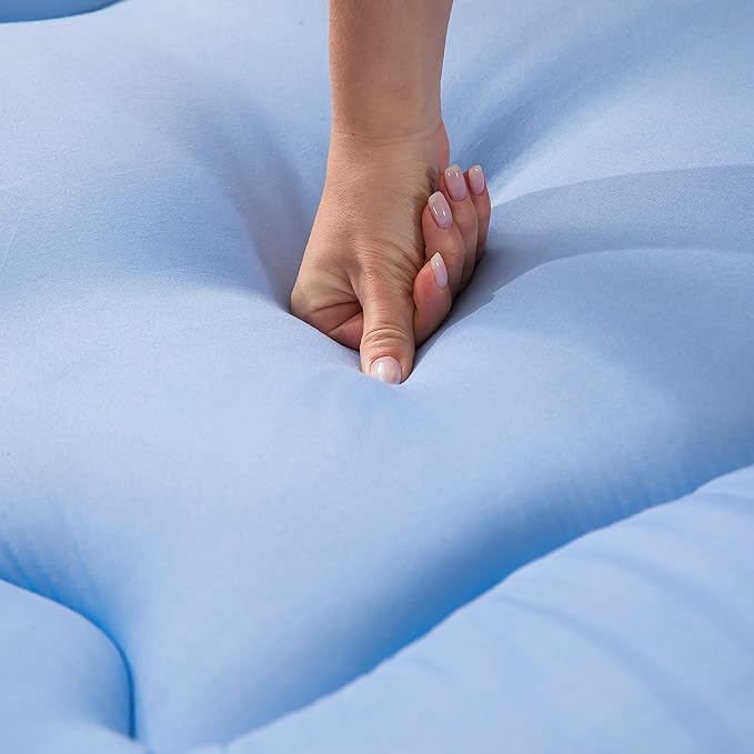 MAXYOYO Japanese Floor Mattress Futon Mattress, Thicken Sleeping Pad Roll Up Mattress Mattress Pad Foldable Floor Lounger Bed Boys Girls Dormitory Mattress Pad, Dusty Blue, Twin Size