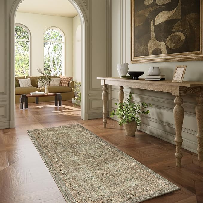 Washable Runners for Hallways Kitchen Rug: 2'x6' Runner Rugs Stain Resistant Non Slip Low Pile Soft Carpet Runners for Hallways Bedroom Kitchen Entryway Indoor Beside Bathroom Laundry Room