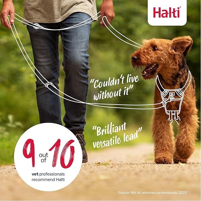 Halti Training Leash - Multifunctional Double-Ended Dog Leash, Ideal for Anti-Pulling Dog Training. Lightweight & Durable. Suitable for Medium to Large Dogs & Puppies (Size Large, Deep Walnut, 2m)