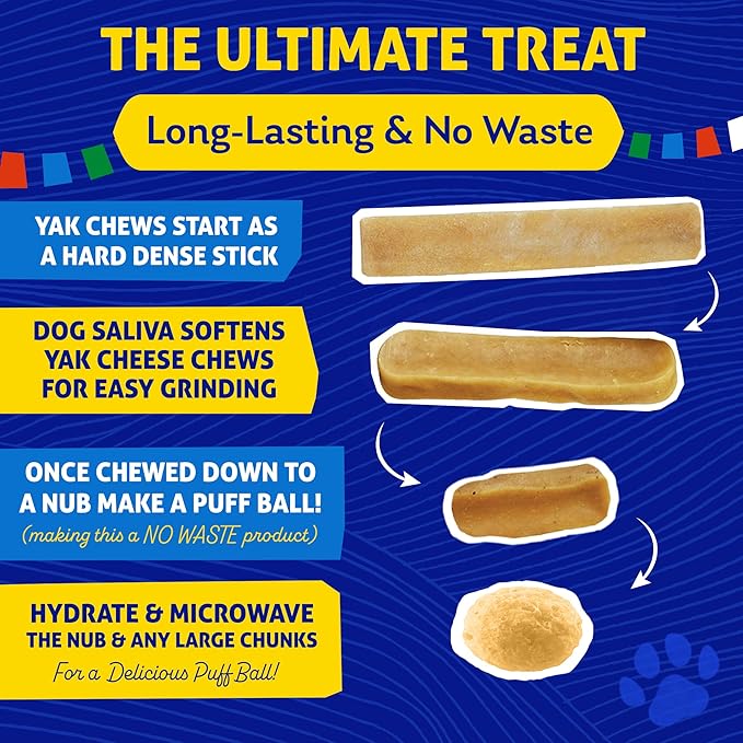Himalayan Dog Chew Original Yak Cheese Dog Chews,100% Natural, Long Lasting, Gluten Free, Healthy & Safe Canine Treats, Lactose & Grain Free, Protein Rich, Mixed Sizes, Dogs 65 Lbs & Smaller, 4 Count