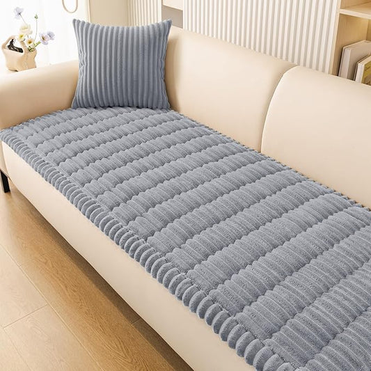 Smiry Couch Cover for Dogs Washable, Non Slip Fuzzy Pet Couch Covers for 3 Cushion Sofa Pet Friendly, Thick Soft Sofa Slipcovers Cushion Protector (Grey, 27.6" x 70.9")