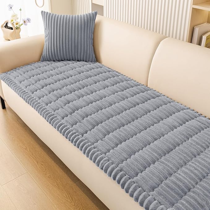 Smiry Couch Cover for Dogs Washable, Non Slip Fuzzy Pet Couch Covers for 3 Cushion Sofa Pet Friendly, Thick Soft Sofa Slipcovers Cushion Protector (Grey, 27.6" x 88")