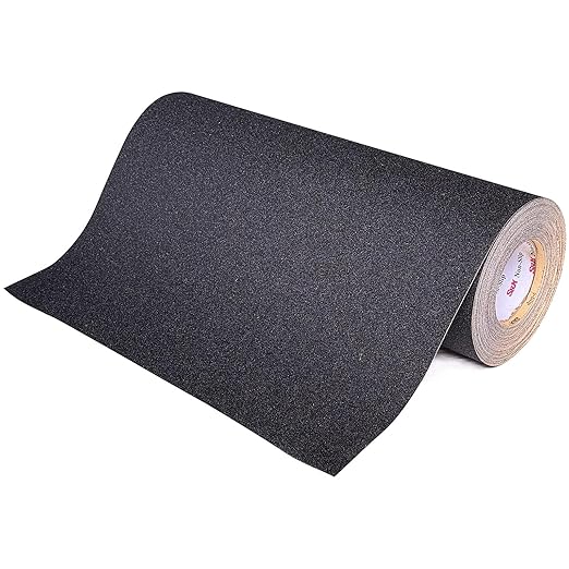 S&X Anti Slip Tape 18 Inch x 60 FT Roll, Black, Grit 60, Extended Length Non-Slip Skid Grip Tape for Outdoor Stair Treads, Wooden Steps & Exterior Grips ??Waterproof, Long-Lasting Tread Strips