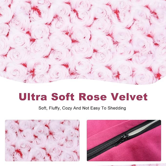 Medium-Sized Orthopedic Dog Bed - Washable Rose Velvet Cover, Waterproof Lining, Memory Foam Dog Couch, Non-Slip Base, Sofa Dog Bed for Corgis, Pomeranians, French Bulldogs (Rose Pink, L)