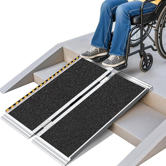 Wheelchair Ramp 4ft, Non-Skid Aluminum Portable Ramps for Wheelchairs for Home Steps, 800 LBS Capacity Wheel Chair Handicap Ramp for Entry, Doorway, Homes, Stairs 48" Lx 29.2" Wx2H