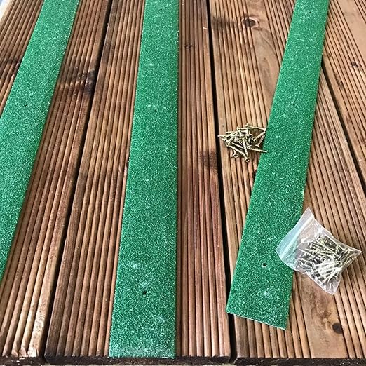 Anti-Slip Decking Strips - Pack of 5 (16" x 2") Heavy Duty GRP Non-Slip Treads for Outdoor Steps, Ramps & Decks - Weatherproof, Easy to Install, Long Lasting Safety Grip (Green)