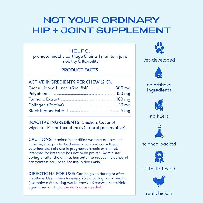 Native Pet Pain Relief for Dogs - Collagen for Dogs Promotes Joint Health, Reduce Inflammation & Stiffness - Senior Pup Joint Supplement - Natural Pain Reliever for Active & Aging Pets - 30 Chews