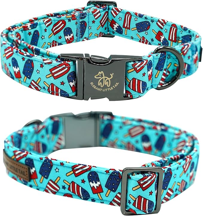 Elegant little tail Independence Dog Collar, Holiday Pet Collar Patriotic Dog Durable Dog Collars Girl or Boy Soft Pet Gift Adjustable Dog Collar for Small Medium Large Dogs
