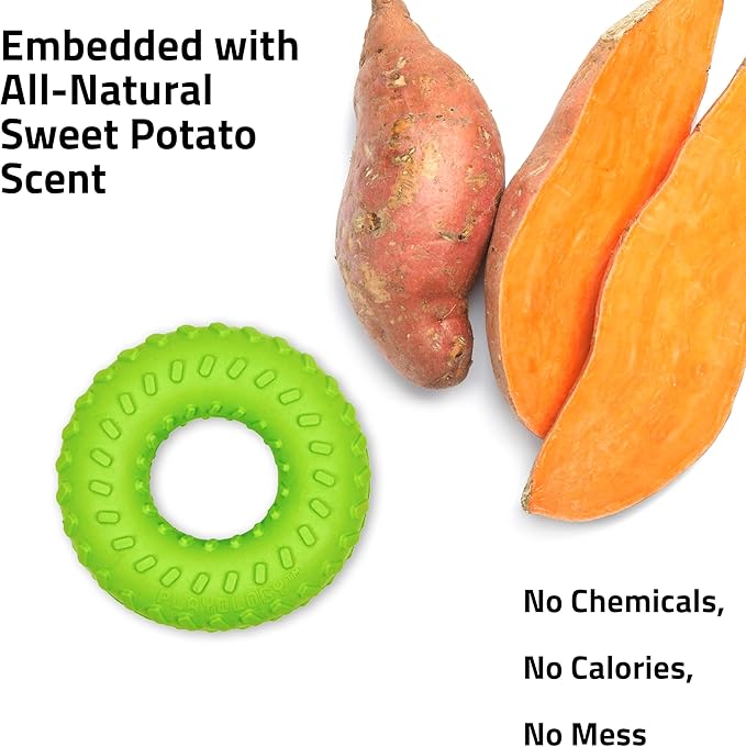 Playology Dog Toys | Dual Layer Ring Durable Chew Toy for Aggressive Chewers | Jumbo Sweet Potato Scented Toy - Easy to Clean and Made from Non Toxic Materials