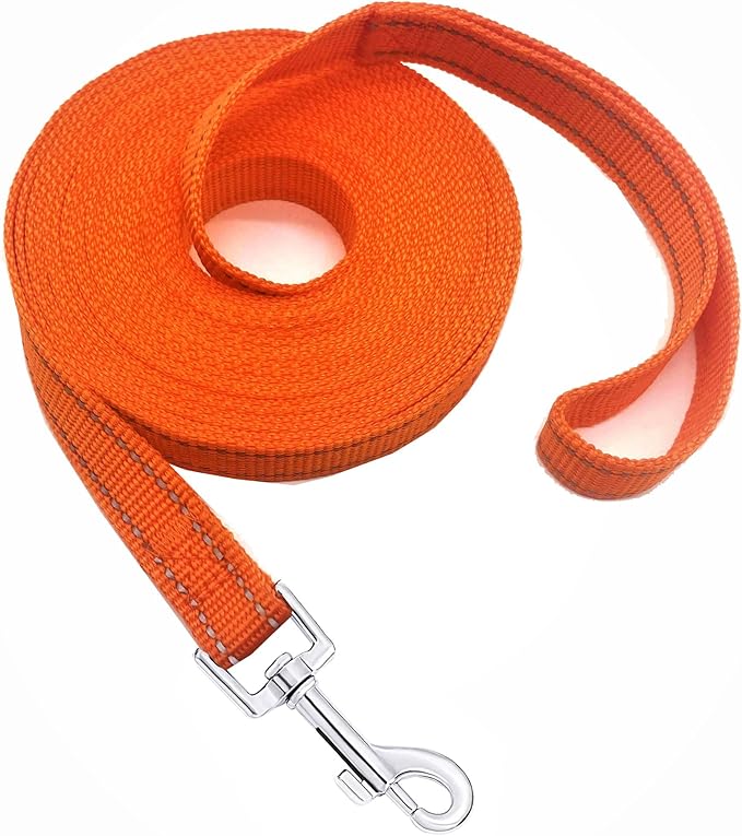 Nylon Training Dog Leash for Small Medium Dogs, 15ft 20ft 30ft 50ft 100ft Reflective Long Leash Dog/Puppy Lead for Obedience Recall Training, Camping