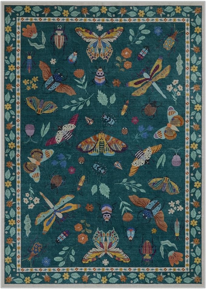 Lahome Insect Washable Runner Rug, 2x6 Kitchen Runners for Hallways 6 Feet Non Slip, Soft Laundry Room Rug Ultra-Thin Long Carpet for Bathroom Bedroom Entryway, Dark Green