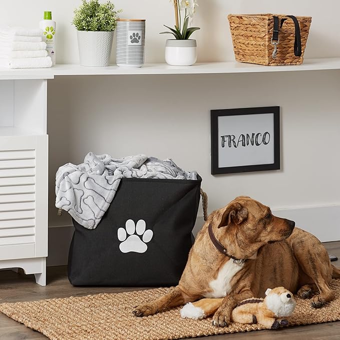 Bone Dry Pet Storage Collection Collapsible Bin, Black, Large Rectangle