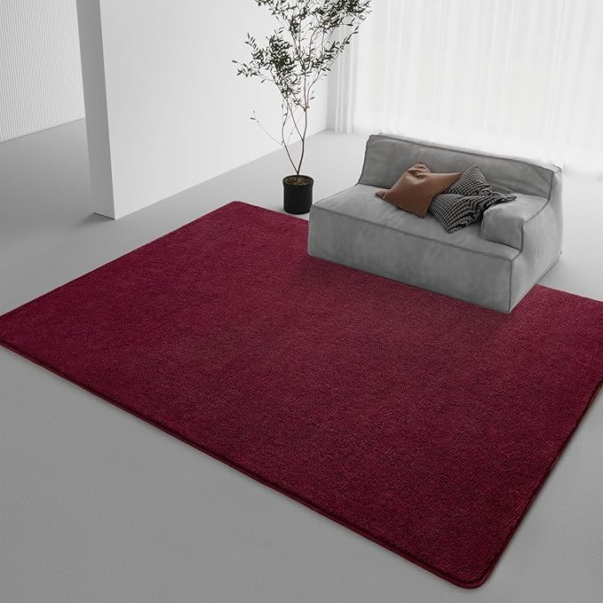 DweIke 5x7 Burgundy Red Area Rugs for Bedroom, Super Soft Living Room Rug, Thickened Memory-Foam Throw Carpet, Non-Slip and Washable Carpets for Kids Boys Girls Room Dorm Nursery Home Decor