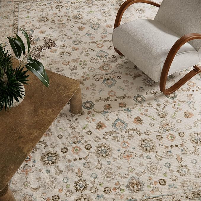 Washable Area Rugs for Living Room: 5x7 Bedroom Rug Boho Vintage Area Rug Stain Resistant Non Slip Low Pile Lightweight Soft Carpets for Dining Room Kitchen Nursery Kids Room Playroom Home Office