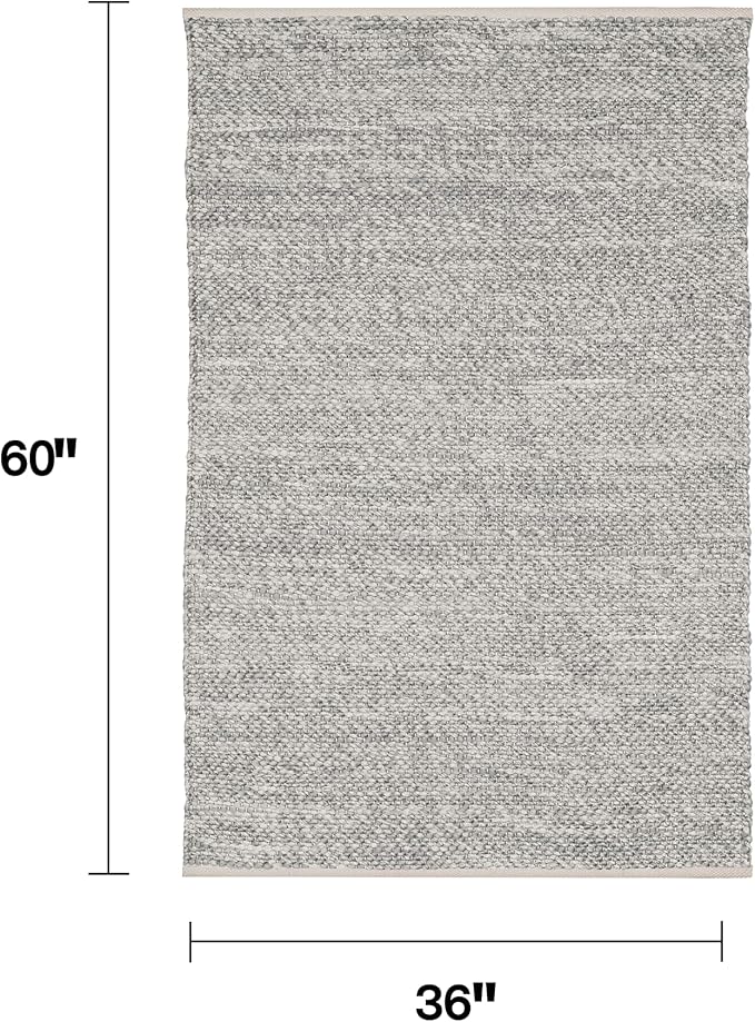 Fab Habitat Machine Washable Area Rug - Hand Woven, Stain Resistant, Pet Friendly - Premium Recycled Polyester Yarn - Solid - Kitchen, Bathroom, Laundry Room - Biltmore - Natural - 3 x 5 ft