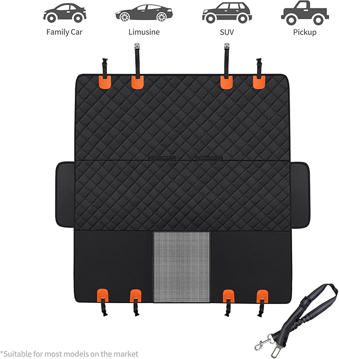GXT Dog Back Seat Cover Protector for Cars SUV and Trucks with Mesh Window, Scratchproof Nonslip and Waterproof Material