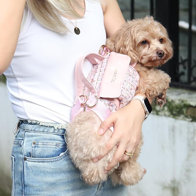 Dog Lift Harness Backpack for Small Dogs, Adjustable Straps Dog Sling Carrier for Hiking, Travel, Outdoor ??Purple Large