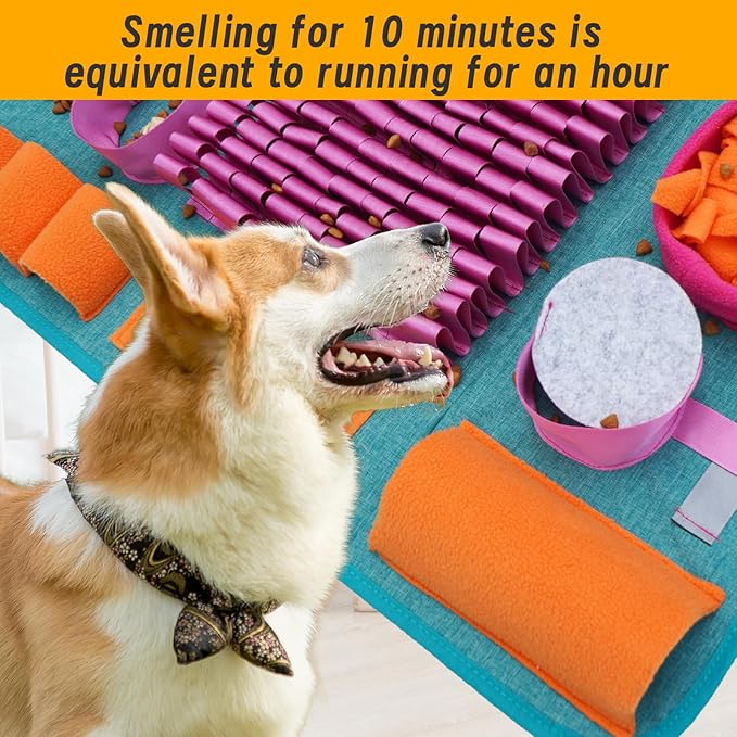 Snuffle mat for Dogs, Interactive Feeding Game, stimulates Natural Foraging Instincts in Cats and Dogs, Travel-Friendly, Dog Treat Dispenser, Suitable for Indoor and Outdoor use.