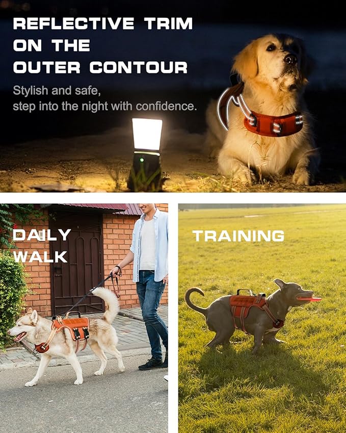 Tactical Dog Harness Medium Sized, Heavy Duty No Pull Dog Harness with Handle, Easy On and Off Service Dog Vest with Molle System, Reflective Pet Vest for Walking Hiking Training