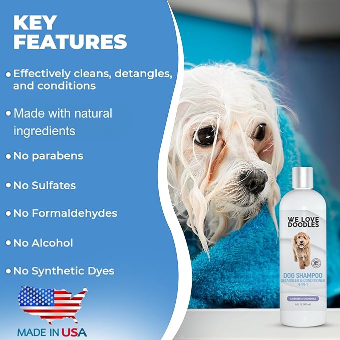 We Love Doodles Pin Brush & Dog Shampoo - Dog Grooming Kit - Remove Mats, Knots, And Tangles