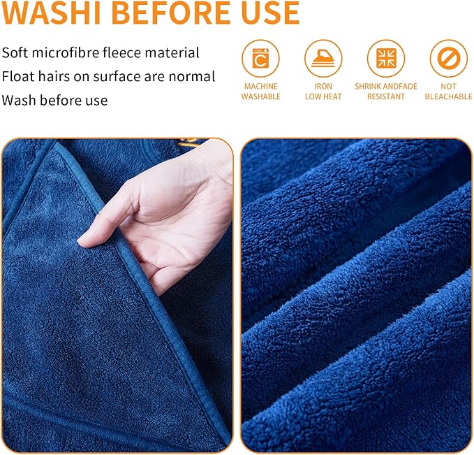 Super Absorbent Microfiber Dog Towels - Soft Pet Grooming Towel for Drying & Bathing Large, Medium or Small Dogs - 42.5" x 27.5" Perfect for Pet Shower & Pet Supplies! Blue