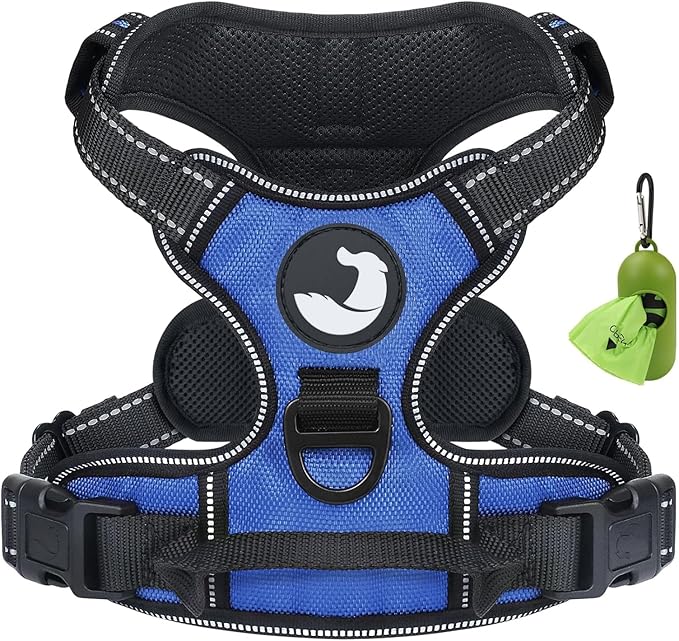 Joytale No Pull Dog Harness for Large Dogs, Reflective Pet Vest with Front Clip, Adjustable Soft Padded Harnesses with Easy Control Handle for Training and Walking, Navy Blue, L