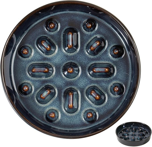 Ceramic 1.6 Cup Dog Bowl Slow Feeder for Fast Eaters, 8.2inch Slow Pet Food Dish for Medium and Large Dog, Stop Bloat, Preventing Choking(Single Bowl,Starry Sky)