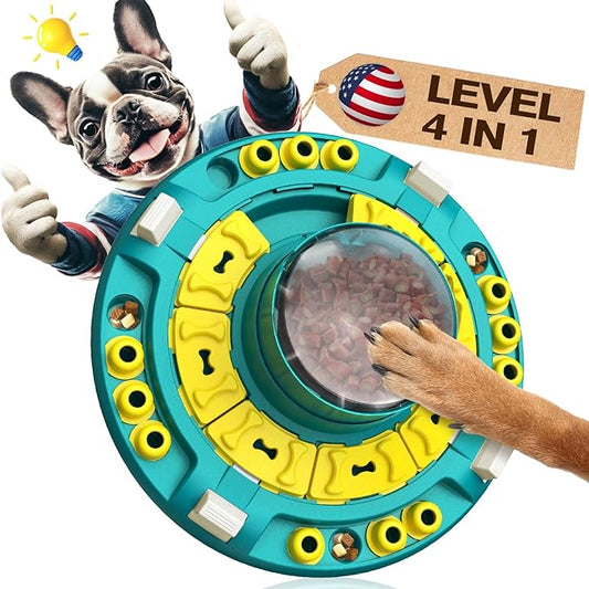 KADTC 4 Levels of Step-by-Step Challenge, U.S. Brand & Design,Extra-Large Size Beginner To Advanced Dog Puzzle Toy For Smart Dogs Treat Puzzles Puppy Food Slow Feeder Mental Stimulation Enrichment Toy