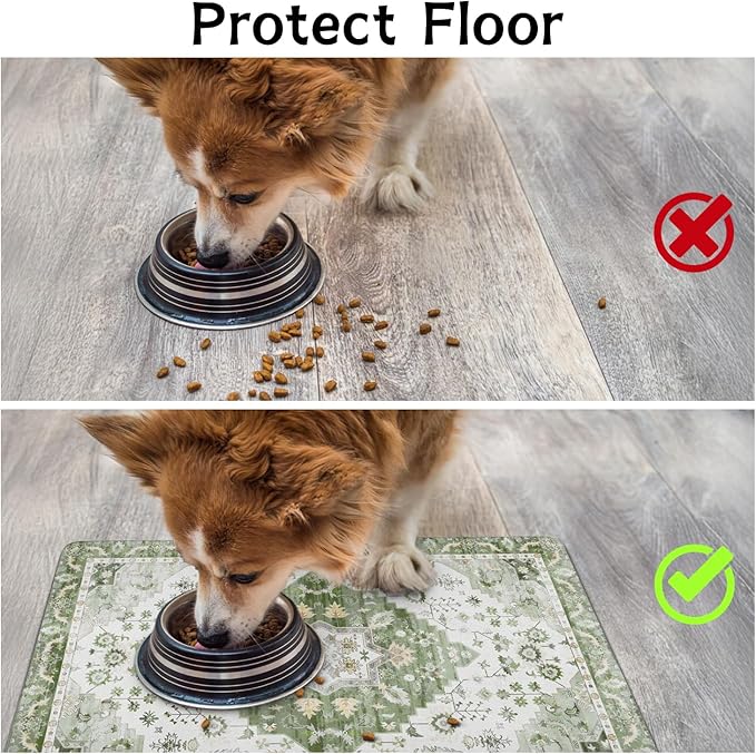 Pet Food Mats for Floor, Absorbent Dog Mat for Food and Water Dispenser Mat, Dog Food Mat Quick Dry Cat Food Mat Pet Supplies