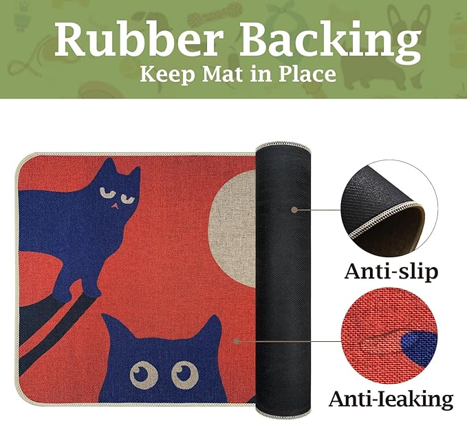 SHIYUE Dog Food Mats for Floors, Absorbent Cat Bowl for Food and Water, Non-Slip Accessories Pet Supplies(12"x20",Orange Pet)