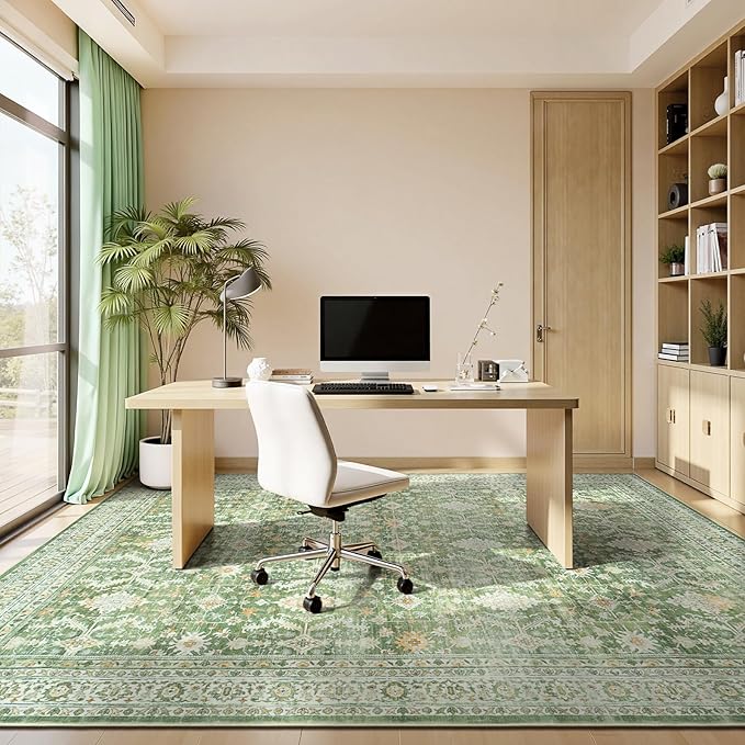 Lofus 8x10 Area Rug for Living Room, Light Green Washable Area Rugs with Non-Slip Backing,Soft Boho Carpets for Bedroom Dining Room Home Office Indoor Nursery