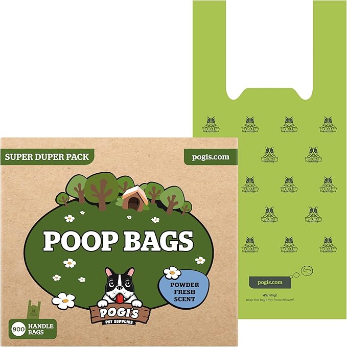 Pogi’s Dog Poop Bags with Handles – Extra-Thick, Leak-Proof, Large, Fresh Scent, 900-Count