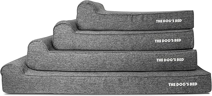 The Dog’s Bed Orthopedic Memory Foam Dog Bed with Headrest, Linen Fabric, Grey Linen, XXL, 6-Inch