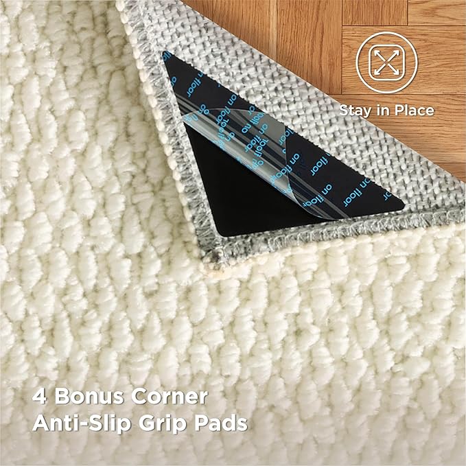 Bedsure 3x5 Faux Wool Area Rugs for Living Room, Machine Washable Carpet, Non-Slip Backing, Pet Friendly Throw Rug for Bedroom Dining Room, Cream