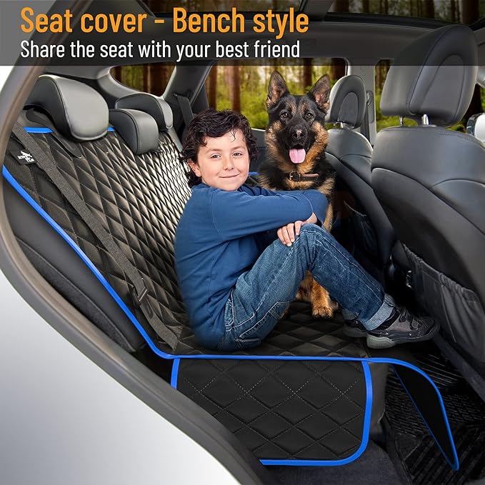 Active Pets Blue XL Dog Car Hammock Back Seat Cover, Waterproof Backseat Cover Protector for Truck Bench Rear of Sedans or SUVs, Essential Pet Supplies Vacuum or Wipe Clean, Machine Washable