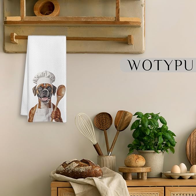 Boxer Gifts Kitchen Towels, Boxer Dog Gifts for Women Men Dish Tea Towel, Dogs Lover Gifts Decorative Hand Towels for Kitchen Bakery Decor, 16x24 Inch