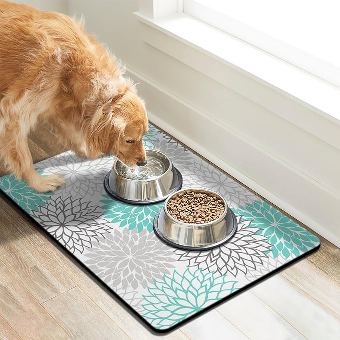 Pet Feeding Mat for Floors Waterproof Dog Mat for Food and Water Absorbent Quick Dry Non Slip mat for Cat Bowls