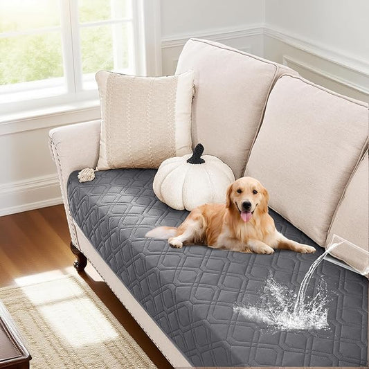 PrinceDeco Waterproof Couch Cover for Dogs Washable Dog Blanket for Bed Couch Sofa Outdoor Bed Cover with Non-Slip Back(32x82 Inch,Grey)