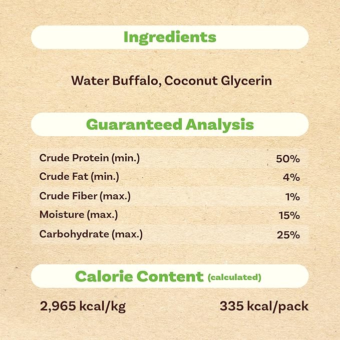 A Freschi srl Buffalo Dog Treats, All-Natural, Hypoallergenic, High Protein, Low Fat, Human Grade Puppy Chews – Healthy Grain-Free Training Treats, 4oz Jerky