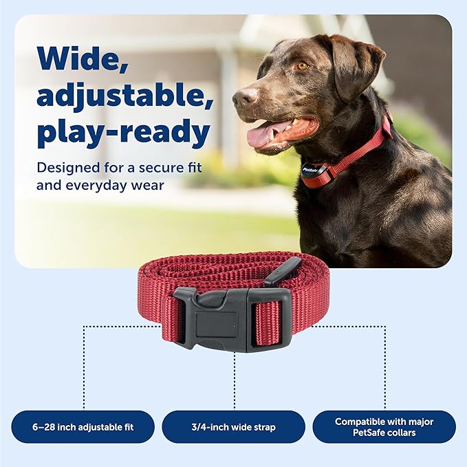 PetSafe 3/4" Rust Replacement Collar Strap with No Holes - Adjustable Strap - Durable Nylon Design - Quick-Snap Buckle - Compatible with Wireless Fence & Bark Collars - 30" - Rust Red
