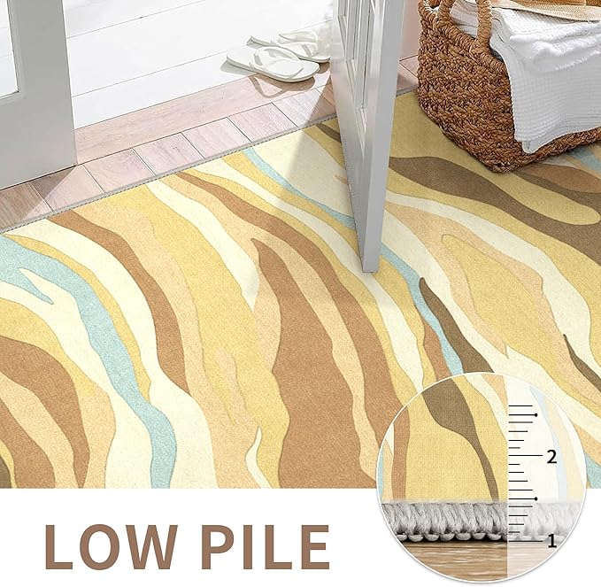 Area Rugs 8x10 for Living Room Bedroom, Modern Abstract Machine Washable Rug, Large Soft Low Pile Floor Carpet with Non Slip Backing for Dining Room,Desert Gold