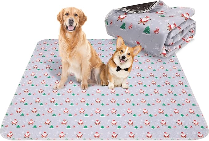 Aitmexcn Christmas Washable Pee Pad for Dogs, 2PCS 36*48in Xmas Super Absorbent Reusable Puppy Pads Pet Training Pads, Waterproof mats for Playpen, Crate, Whelping Box, Potty Training