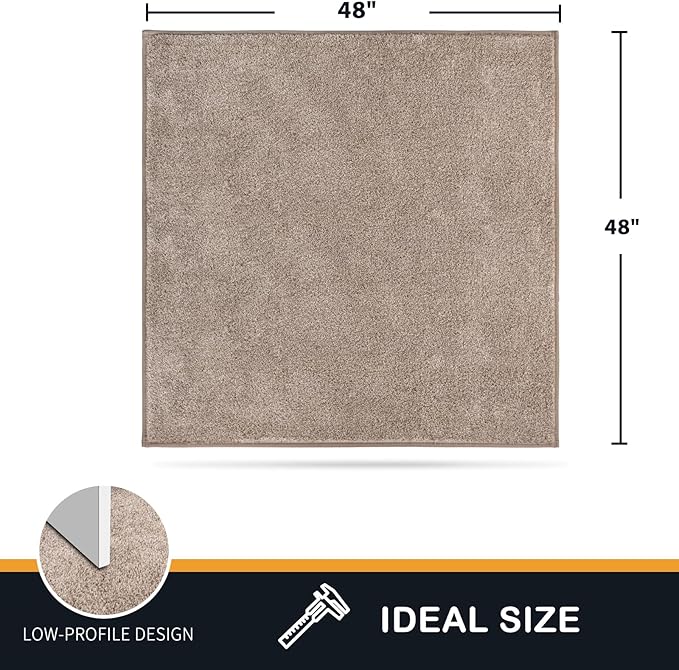 PURRUGS Dirt Trapping Door Mat 48" x 48", Non-Slip Machine Washable Entryway Rug, Dog Doormat, Indoor Front Door Mat, Super Absorbent Entry Rug for Muddy Shoes & Paws, Taupe