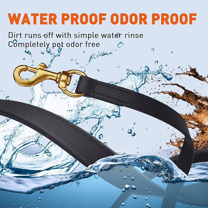 Viper Biothane K9 Working Dog Leash Waterproof Lead for Tracking Training Schutzhund Odor-Proof Long Line with Solid Brass Snap for Puppy Medium and Large Dogs, 20ft Black