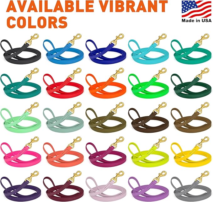 Viper Biothane K9 Working Dog Leash Waterproof Lead for Tracking Training Schutzhund Odor-Proof Long Line with Solid Brass Snap for Puppy Medium and Large Dogs, 20ft Olive Drab Green
