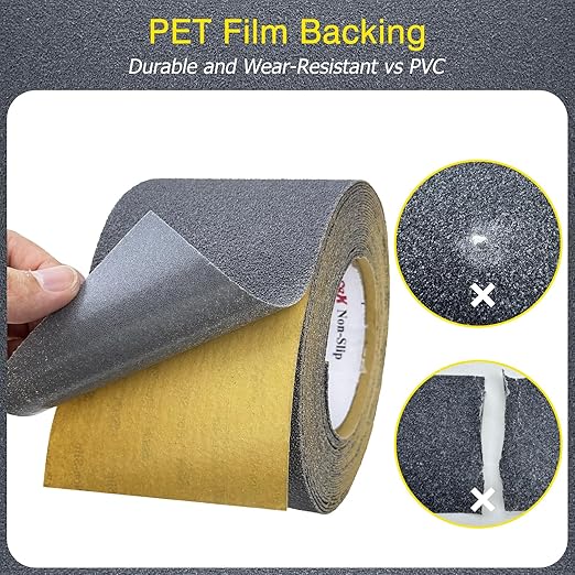 S&X Gray Anti Slip Tape 1 Inch x 60 FT Roll, Ultimate Non Slip Grip Tape for Stairs Outdoor Wooden Steps & Exterior Grips, Grit 60, Waterproof, Extra-Durable